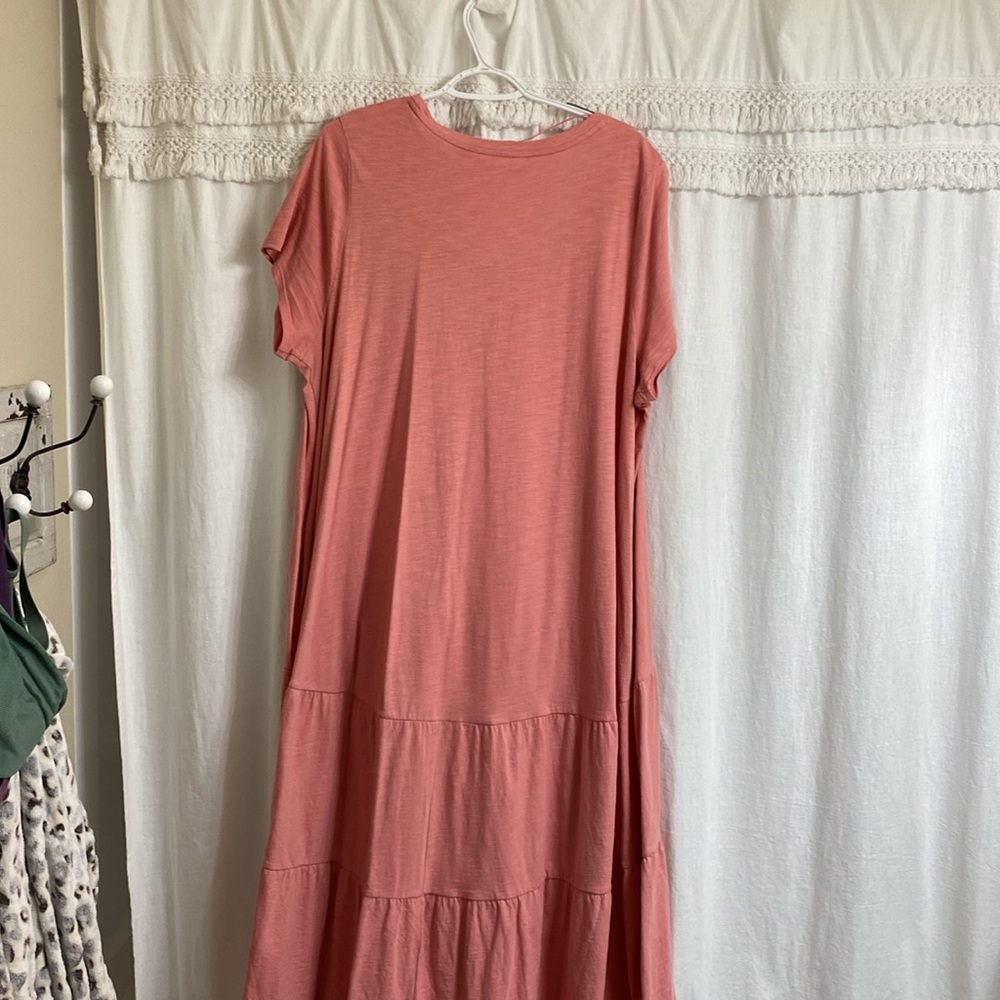 Terra & Sky Coral Pink Tiered Maxi Dress - Picture 4 of 4